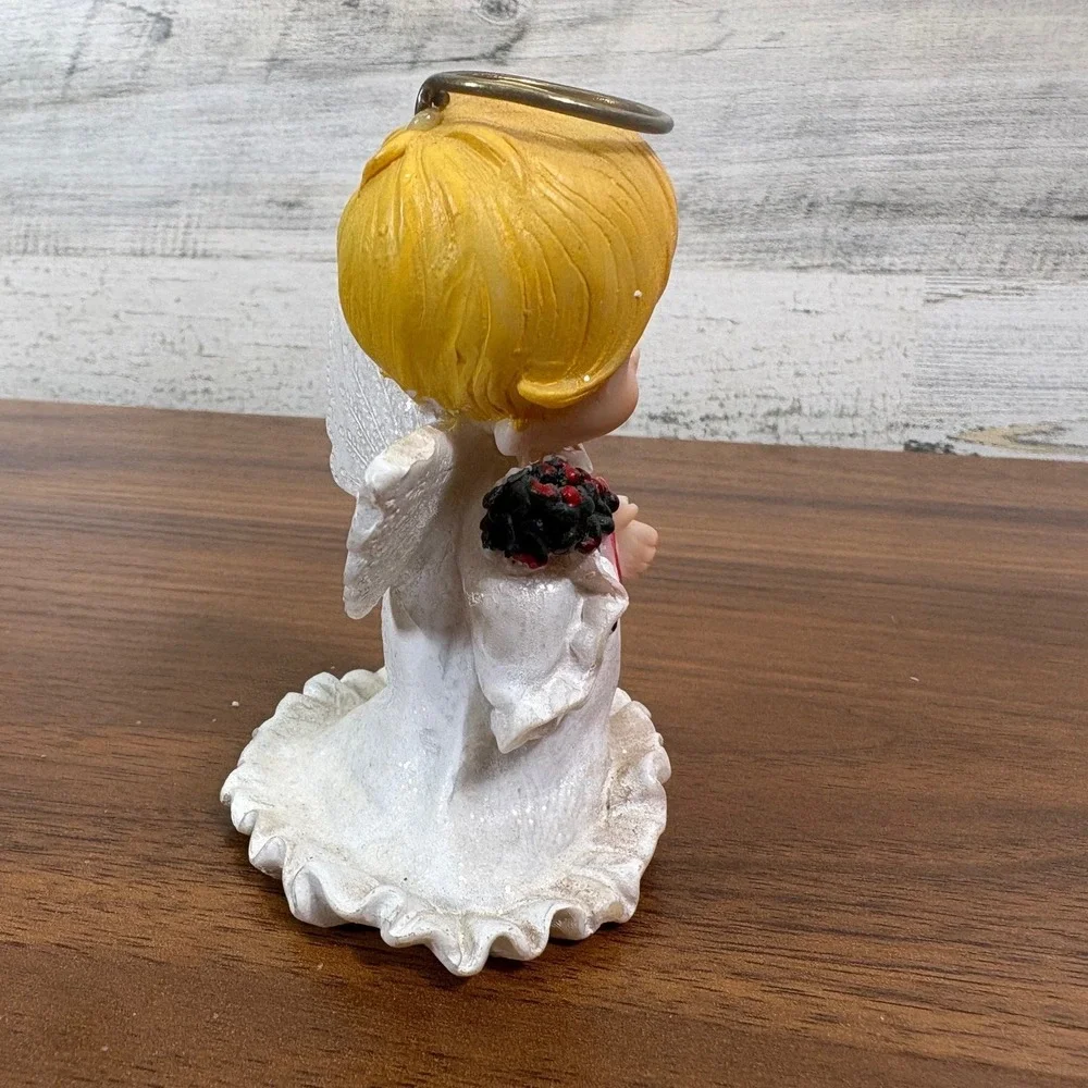 Vintage Enesco Ruth Morehead Holly Babes Christmas Angel Ornament Mouse 1986